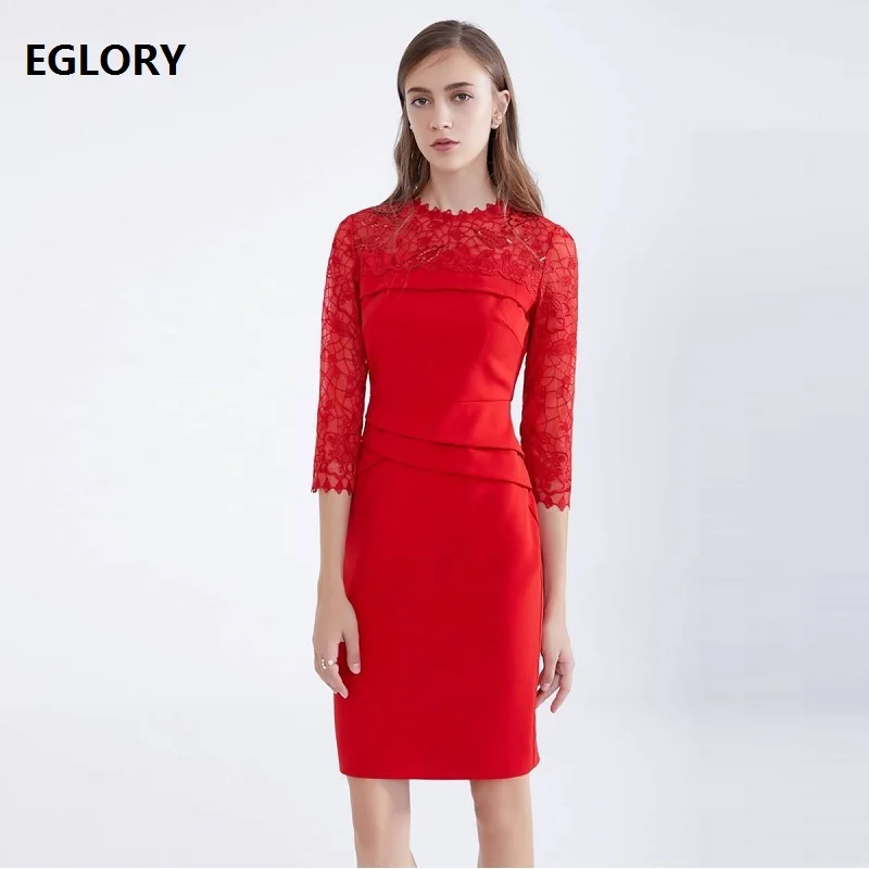 

Lace Dress 2018 Autumn Fashion Party Sexy Dress Women Sequined Lace Patchwork 3/4 Sleeve Hip Package Dress Vestidos De Novia