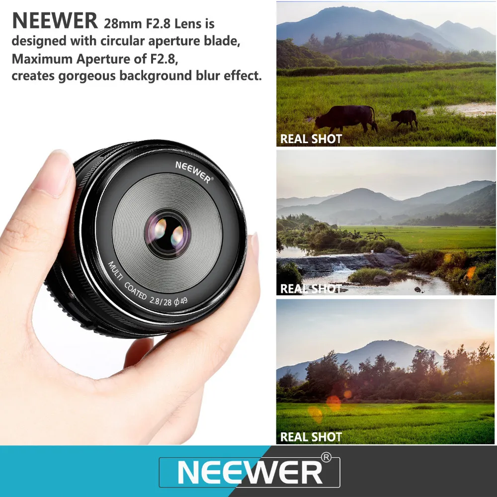 Neewer 28 мм f/2,8 ручная фокусировка Prime фиксированный объектив для OLMPUS/PANASONIC APS-C цифровых камер как E-M1/M5/M10/E-P5E-PL3/PL5/PL6/PL7