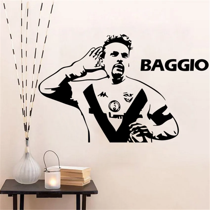 

2018 Time-limited New Stickers Football Player Robert Baggio Silhouette Wall Sticker Student Dormitory Bedroom Decoration D08