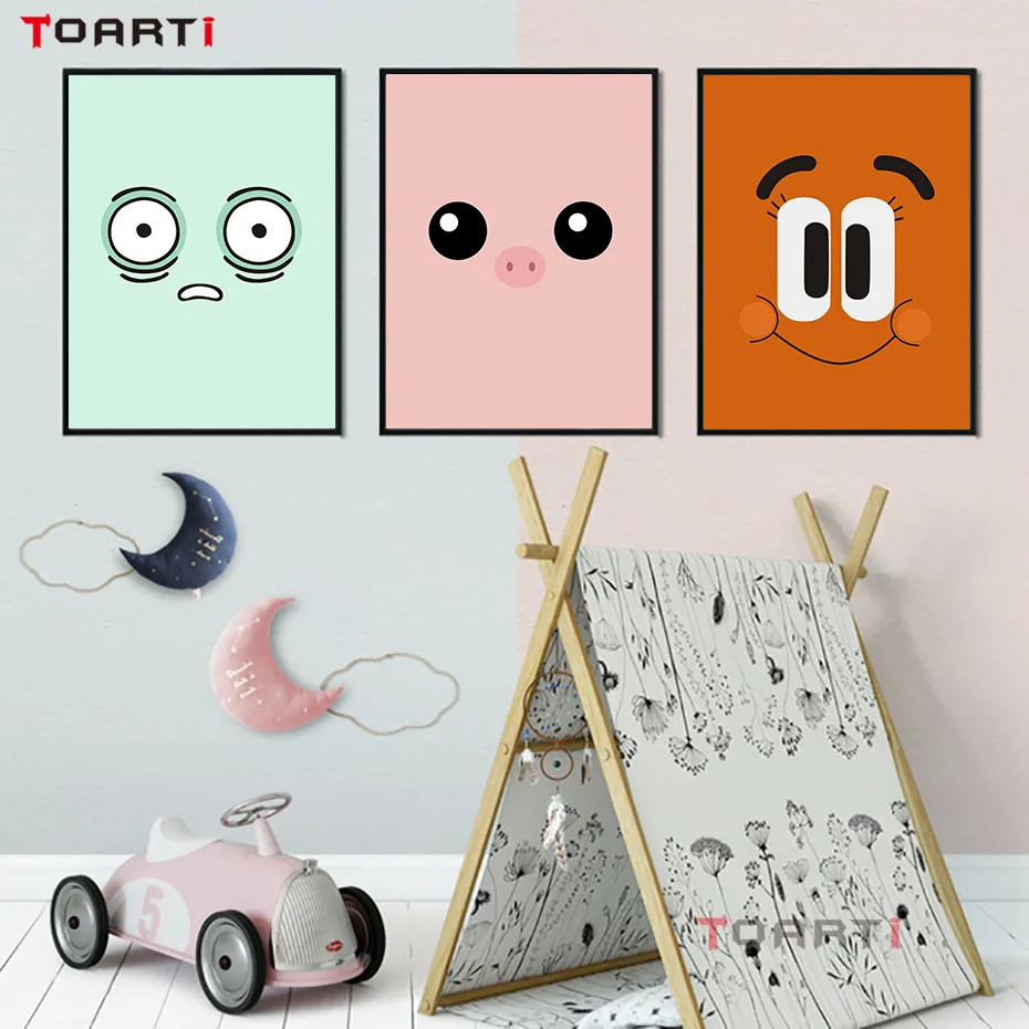 Funny Cartoon Face Emoticon Canvas Painting Scandinavian Wall Art Picture For Kids Room Home Decor Nursery Poster Christmas Gift (2)