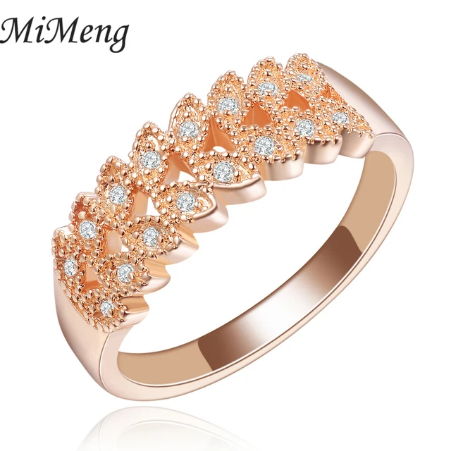 Beautiful Crown Ring In Rose Gold Color Luxury Crystal For Beautiful Crown Ring In Rose Gold Color Luxury Crystal For Women Leaf Shaped Wedding
