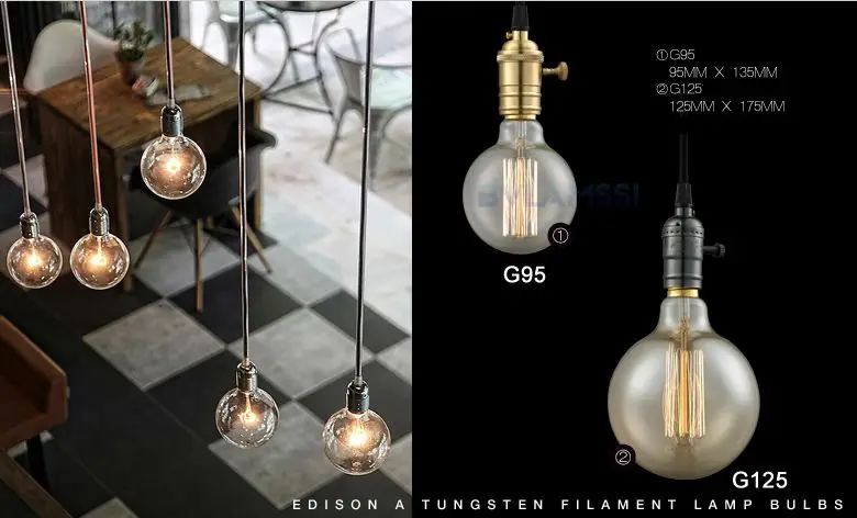Лампа Эдисона в стиле ретро, винтажная лампочка эдисона, лампа накаливания ST64 G80, лампа накаливания, карбоновая лампа для освещения, Подвесная лампа