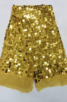 

High Quality African Lace Fabric Net 2018 French Lace Fabric Tulle With Sequin Gold Nigerian Lace Fabric For Wedding M10193
