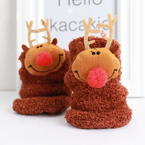 Kacakid/зимние детские коралловые бархатные носки для маленьких девочек, рождественские нескользящие носки с героями мультфильмов детские плотные носки для сна,# 403ssy - Цвет: 3