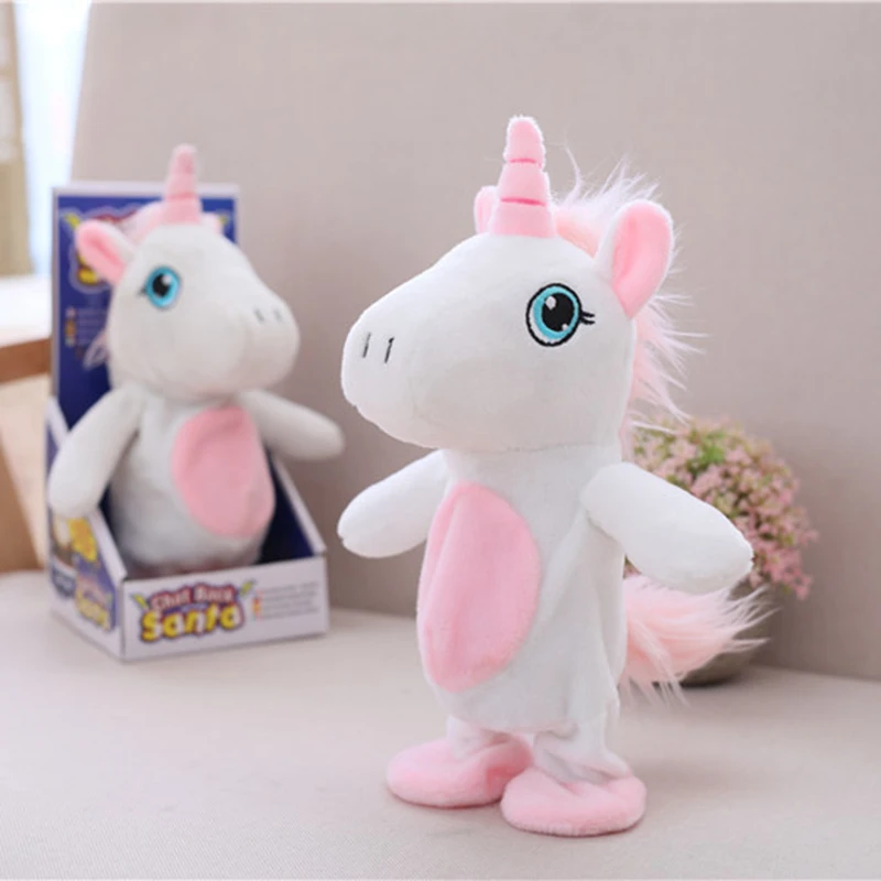 walking talking unicorn plush toy