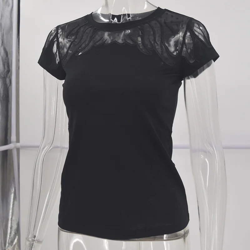 IZEVUS 2019 Casual T-shirt Summer Fashion Hollow Tops Tees Short-sleeved Cotton | Женская одежда