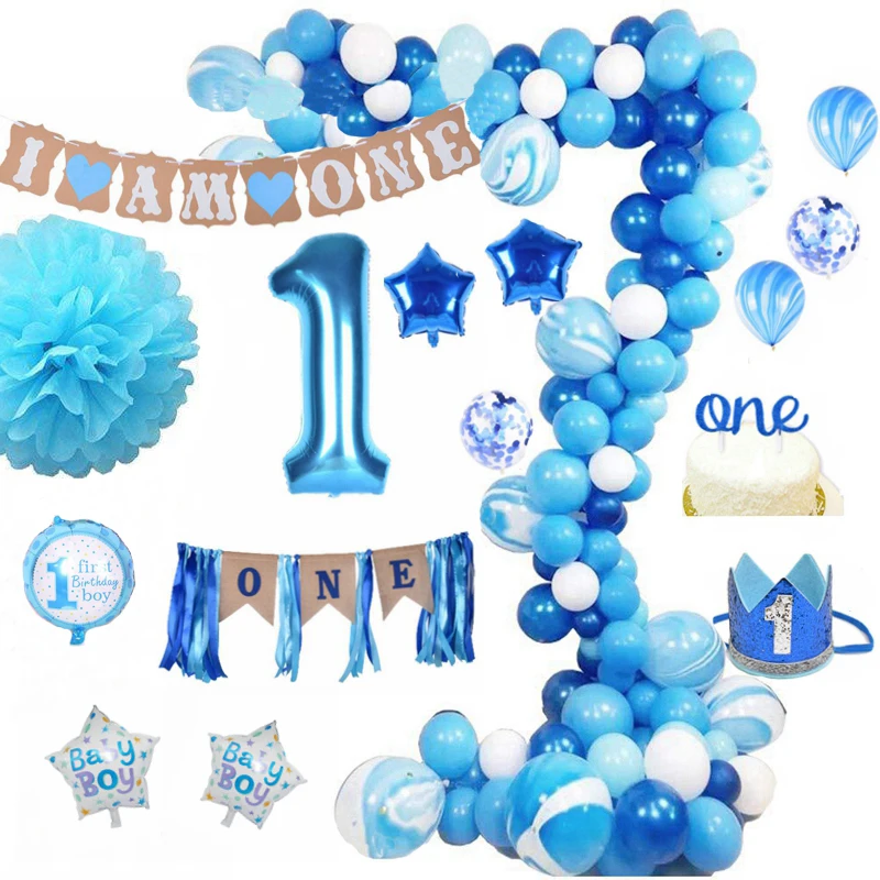 

Blue Boy 1st Happy Birthday Ballons Set Number 1 Balloons Kids Baby Shower Girl's Birthday Party Decor Balloons