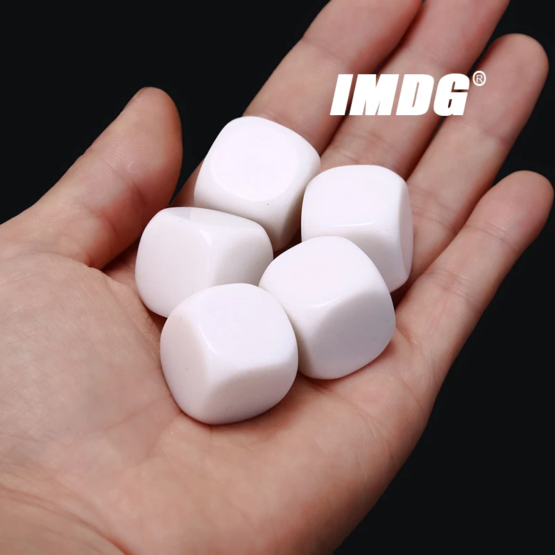 

5psc/pack New Acrylic 20mm White Blank Dice Teaching Props Game Accessories Mathematical Tools Rounded Corner