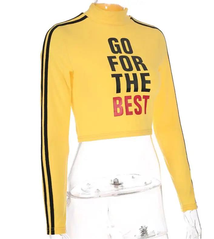 Women New Go For The Best Letter Printing Long-Sleeved Sexy T-Shirt Women New Go For The Best Letter Printing Long-Sleeved Sexy T-Shirt