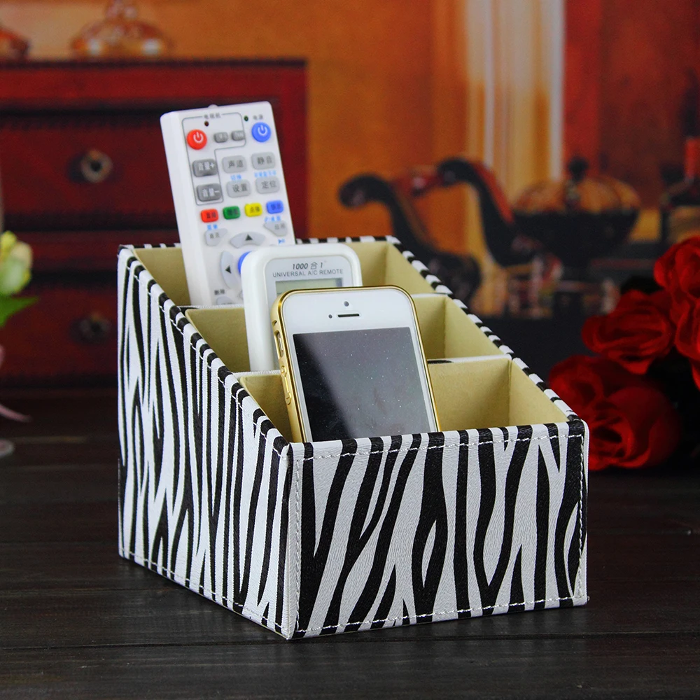 

PITEBO 3 slot leather desk remote controller home sundries storage box display presentation organizer case holder