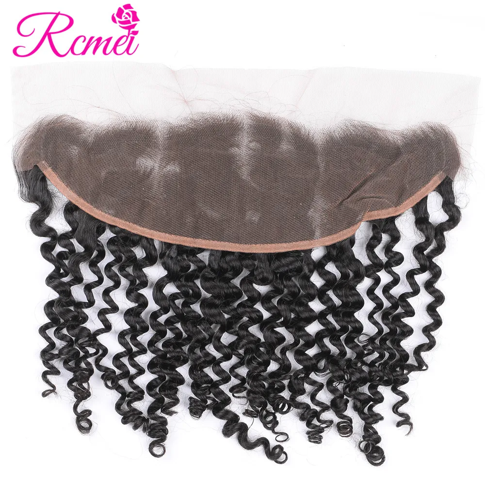 Rcmei Indian Hair Kinky Curly Lace Frontal With Bundle 3 Bundles With Frontal 100% Human Hair Lace Front Extensions