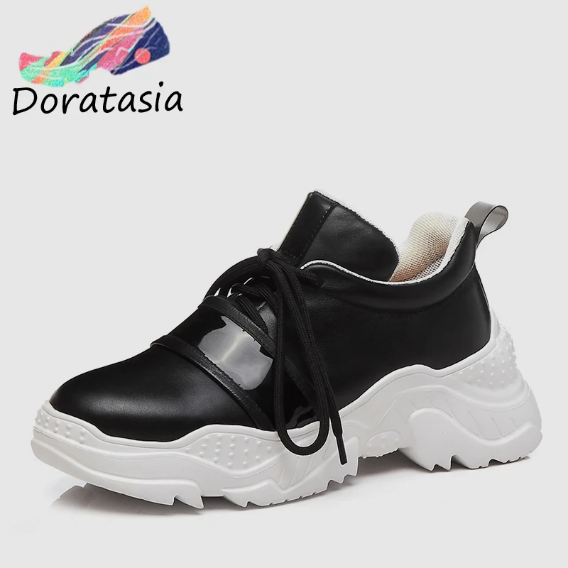 

DORATASIA 2020 New Spring Genuine Cow Leather Sneakers Woman Lace Up Mixed Color Luxury Casual Flats For Ladies Shoes Woman