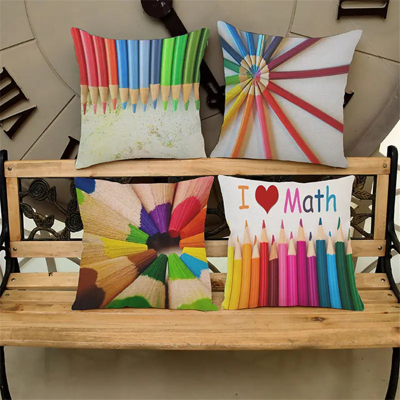

Creative 8 styles of colored pencils Cushion Cover for safe Pillow Case 45x45 Home Decorative Throw Pillow Cover Car BZ-205