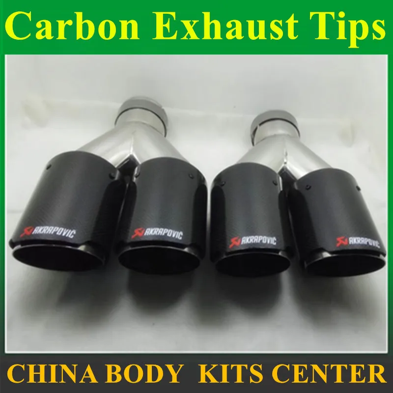 

1PCS Dual AKRAPOVIC carbon fiber + Stainless Steel exhaust tip exhaust pipe muffler silvery Exhaust Tip