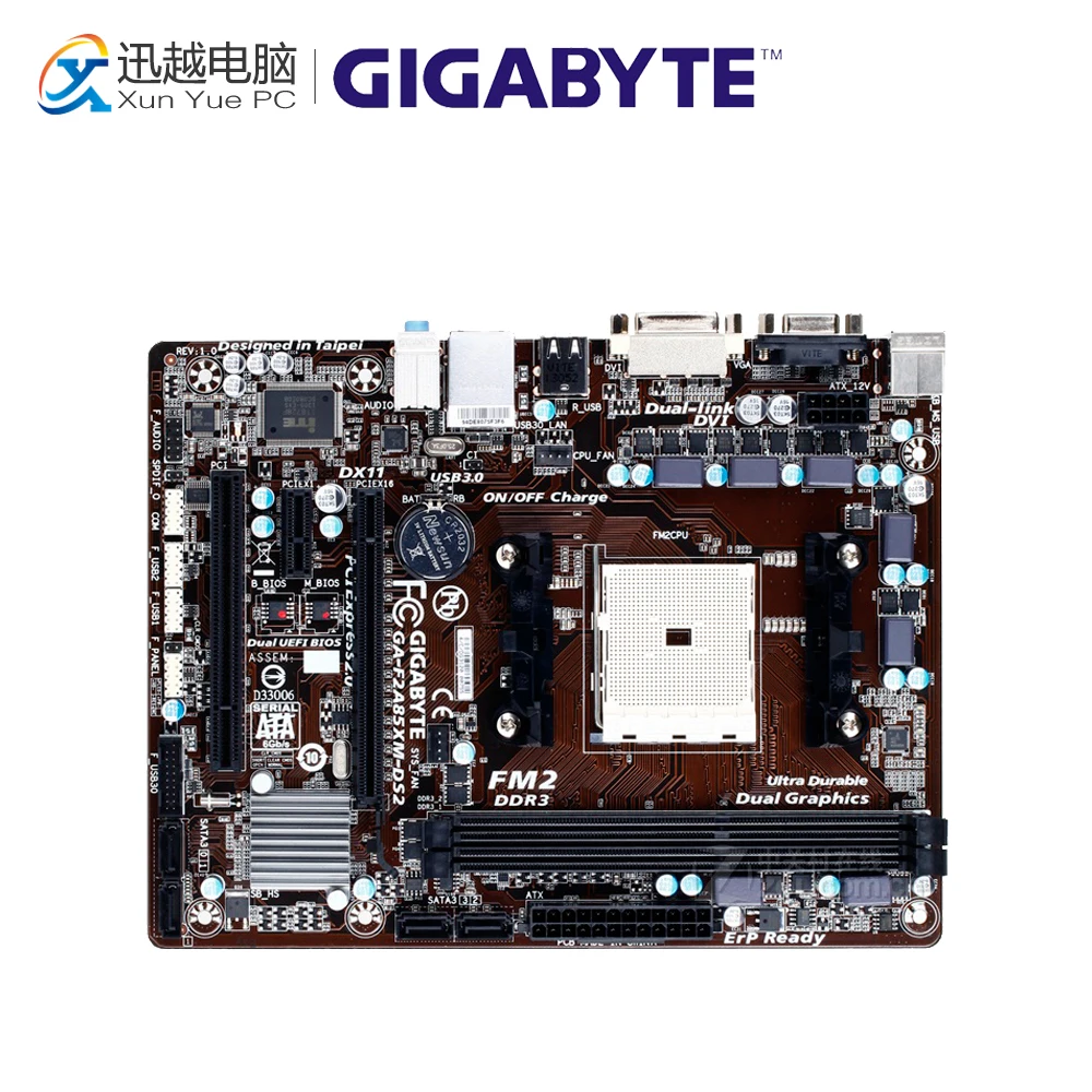 Gigabyte GA-F2A85XM-DS2 Desktop Motherboard F2A85XM-DS2 A85X Socket FM2 DDR3 SATA3 USB3.0 Micro ATX Gigabyte GA-F2A85XM-DS2 Desktop Motherboard F2A85XM-DS2 A85X Socket FM2 DDR3 SATA3 USB3.0 Micro ATX