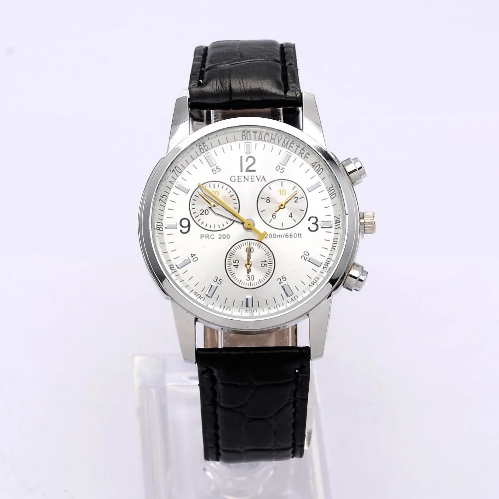 

Geneva Fashion Sports Watch Men Luxury Brand Watch Men's Military Watches Leather Clock sast reloj hombre relogio masculino