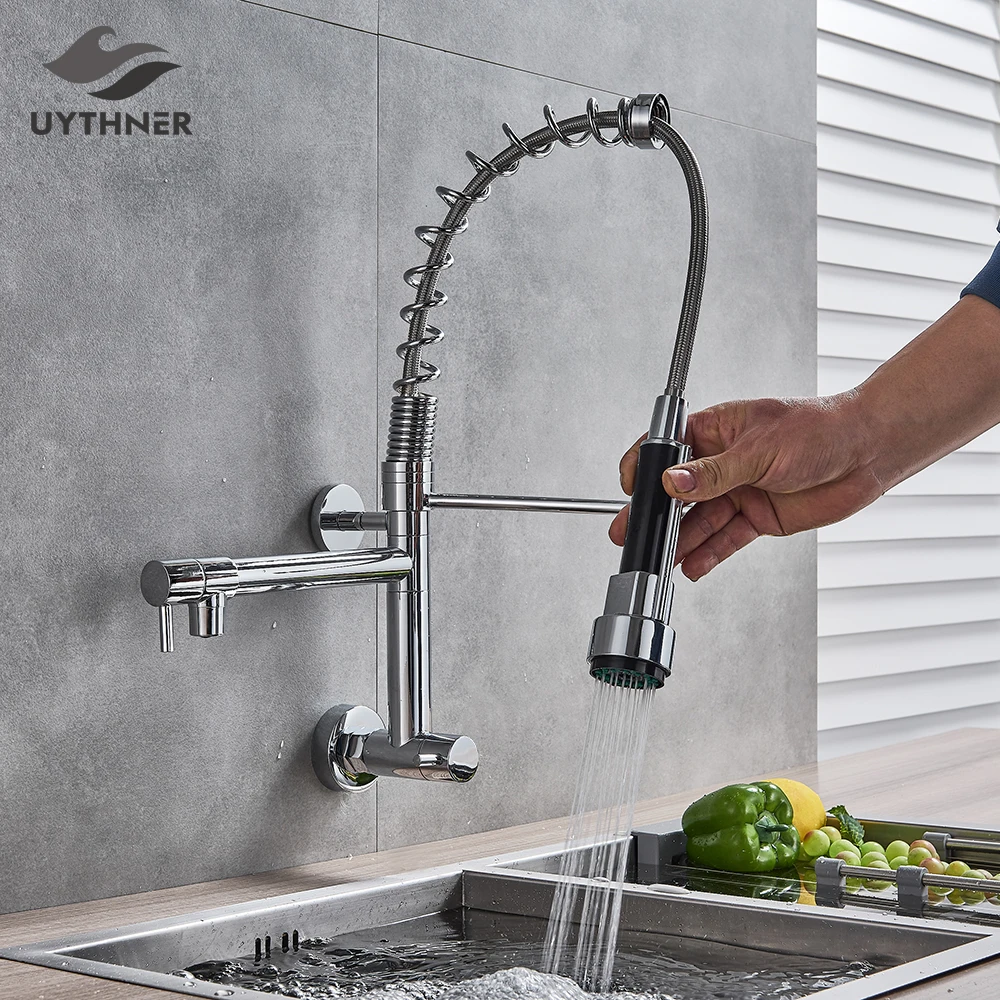 Kitchen Sink Vessel Faucet Chrome Single handle mixer Pull-Down Sprayer Tap 