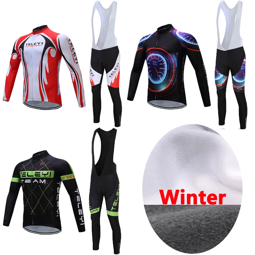 Men 2017 Pro Team Winter Thermal Fleece Cycling Jersey Sets Male Racing