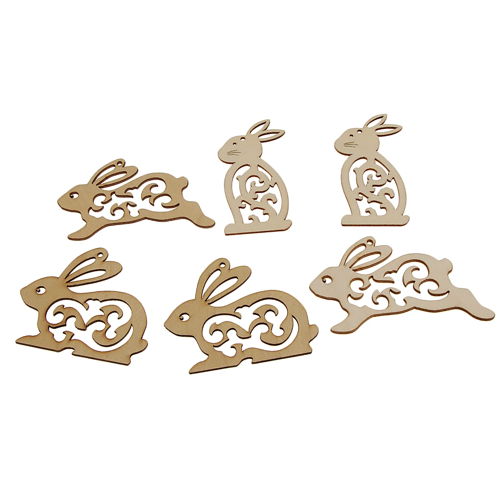 20pcs Unfinished Wood Hollow Rabbit Shape Wooden Embellishments for Kids Crafts DIY Gift Tags