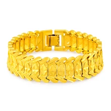 Эффектные золотистого цвета 24 K покрытый металл, рок, панк звено цепи Dlicate панк браслет в стиле хип-хоп& браслеты для мужчин/женщин ювелирные изделия