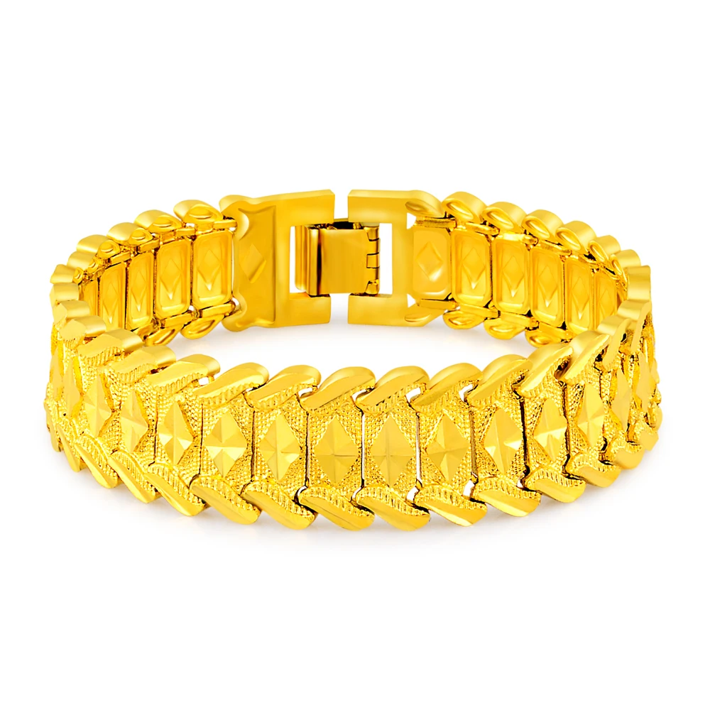 

2017 Statement Gold Color 24K Plated Metal Rock Punk Chain Link Dlicate Punk HipHop Bracelet & Bangles For Mens / Women Jewelry