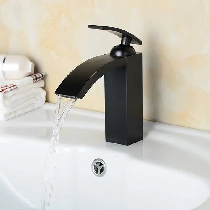 

Oil Rubbed Bronze antique black copper Waterfall Bathroom Sink Faucet Vessel single Hole/Handle basin mixer water Tap