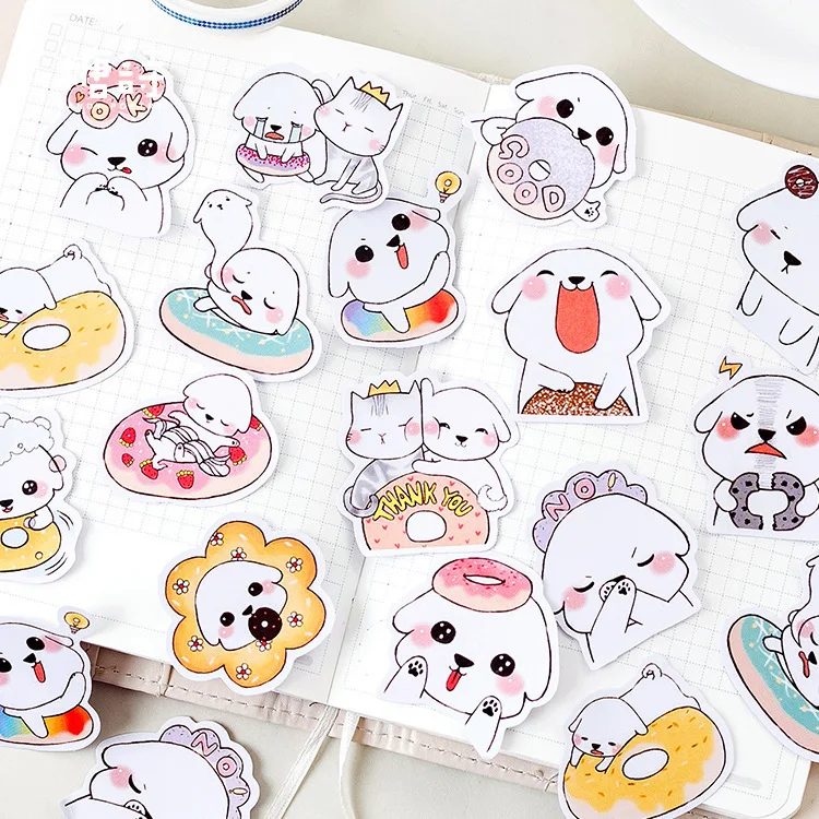 

1PACK=45PCS Happy emojis cartoon animal mini paper stickers 4.4*4.4cm DIY sealing sticker gift