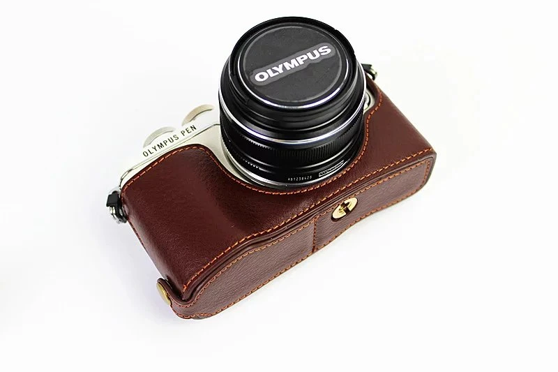 Роскошная натуральная кожа Камера сумка для цифровой камеры Olympus Pen Lite E-PL7 E-PL8 E-PL9 черный/коричневый/Кофе EPL7 EPL8 EPL9 Камера чехол - Цвет: Coffee
