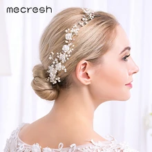 Mecresh очаровательный серебряный цвет Искусственный жемчуг свадебные гребни для волос ювелирные изделия цветок кристалл головной убор Свадебные аксессуары для волос FS257