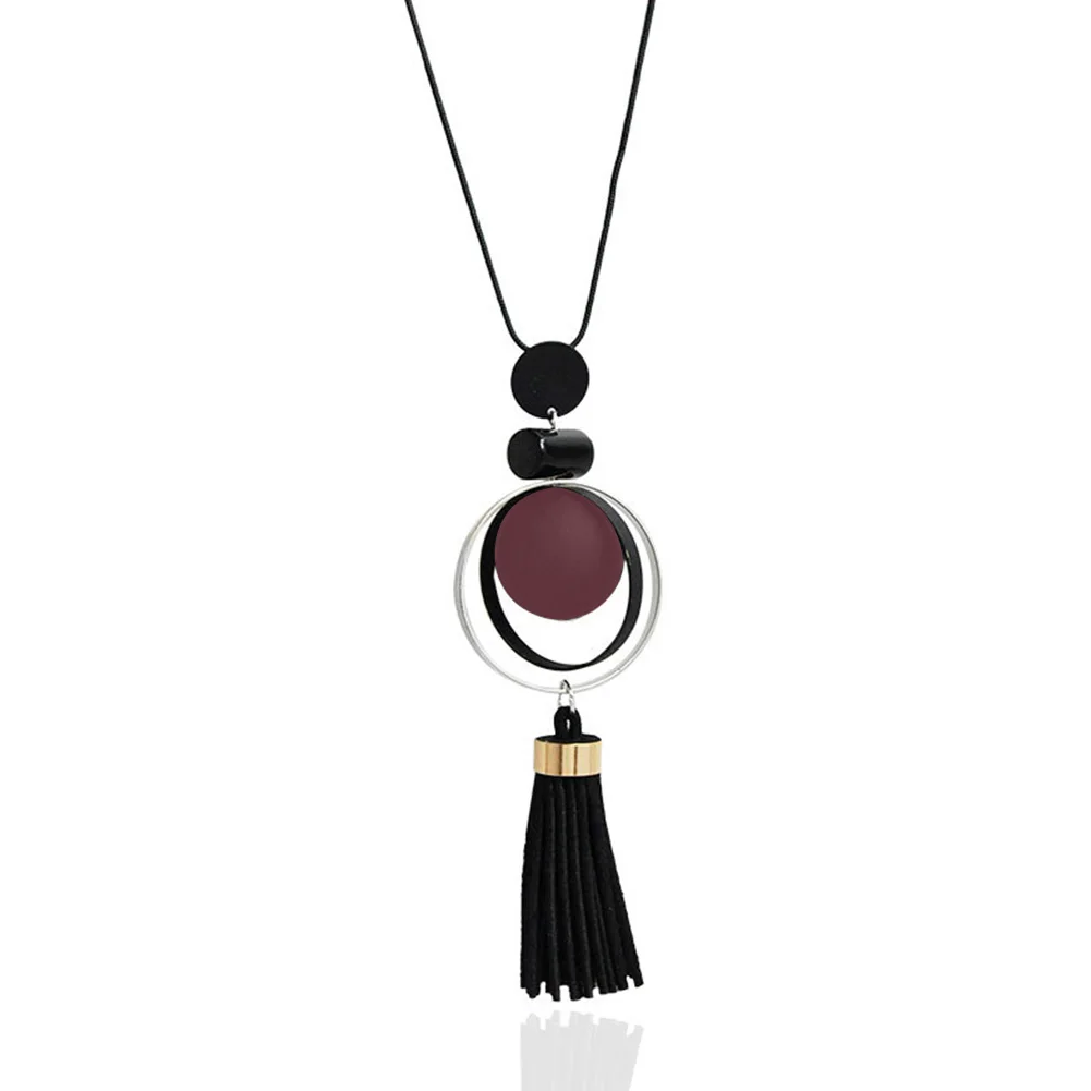

Beads Pendant Wood Tassel Sweater Chain Jewelry Long Necklace