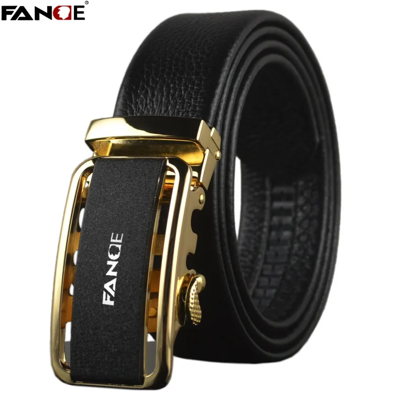 

FANGE men belt leather belt men automatic buckle high quality male Fashion jeans chain stretch luxury brand black FG2517