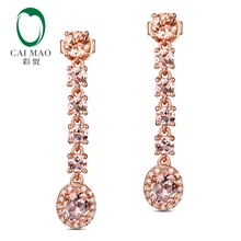 1.88ct натуральный морганит с бриллиантами 14 К розовое золото обручение висячие серьги