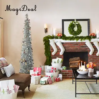 

Artificial Collapsible Pop up Christmas Tinsel Tree with Stand Xmas Decor