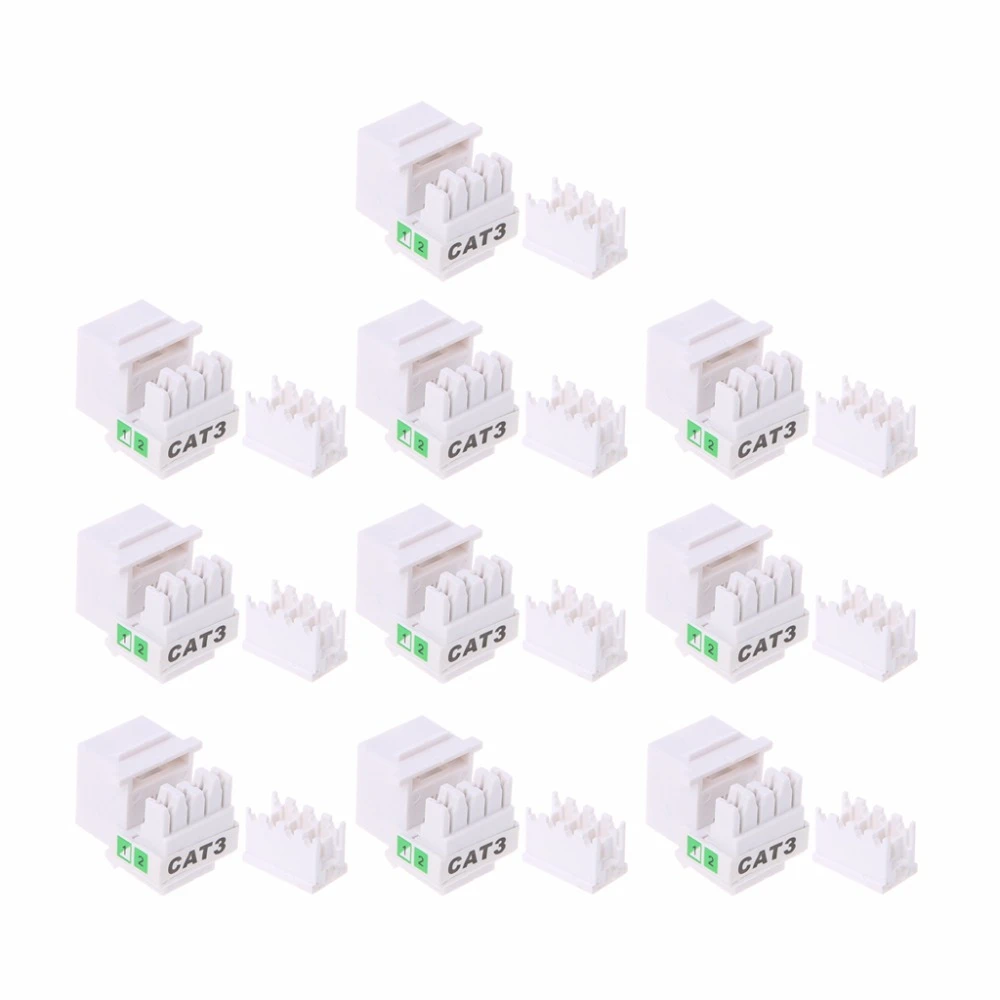 10Pcs/set Tool-free Telephone Module RJ11 CAT3 Voice Module Gold-plated Adapter Keystone Jack C26 ethernet wire tester
