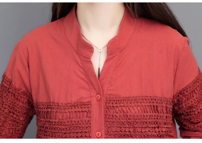 Women Fashion Blouse 2019 New Autumn Cotton Linen Lace Chinese Style Cardigan Full Long Sleeve Female Woman Blouse Vestidos Tops (7)