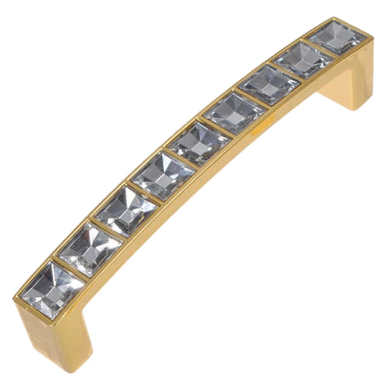 

8Pcs Cabinet Drawer Cupboard Door Wardrobe Square Knob Handle Crystal 96mm Gold