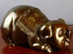 Коллекционные бронзовый лев статуя S0809 Китай Фэн-Шуй Бронза медь Зодиак Животных свинья Богатство лаки прекрасный Свинья Статуя