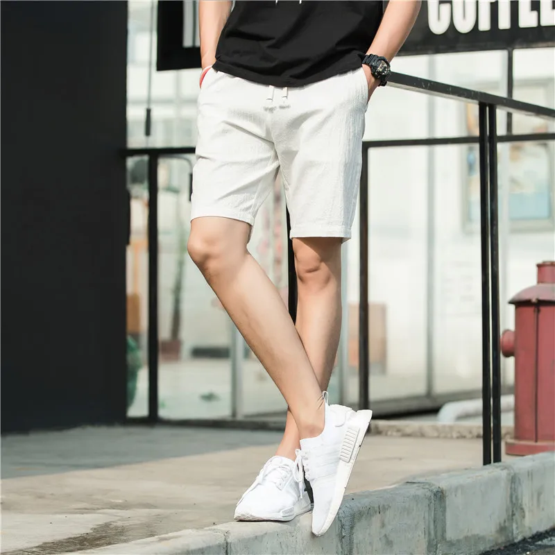 

Shorts 2019 summer men's 100% cotton shorts men's loose casual shorts / back pocket letters decorated five points beach shorts