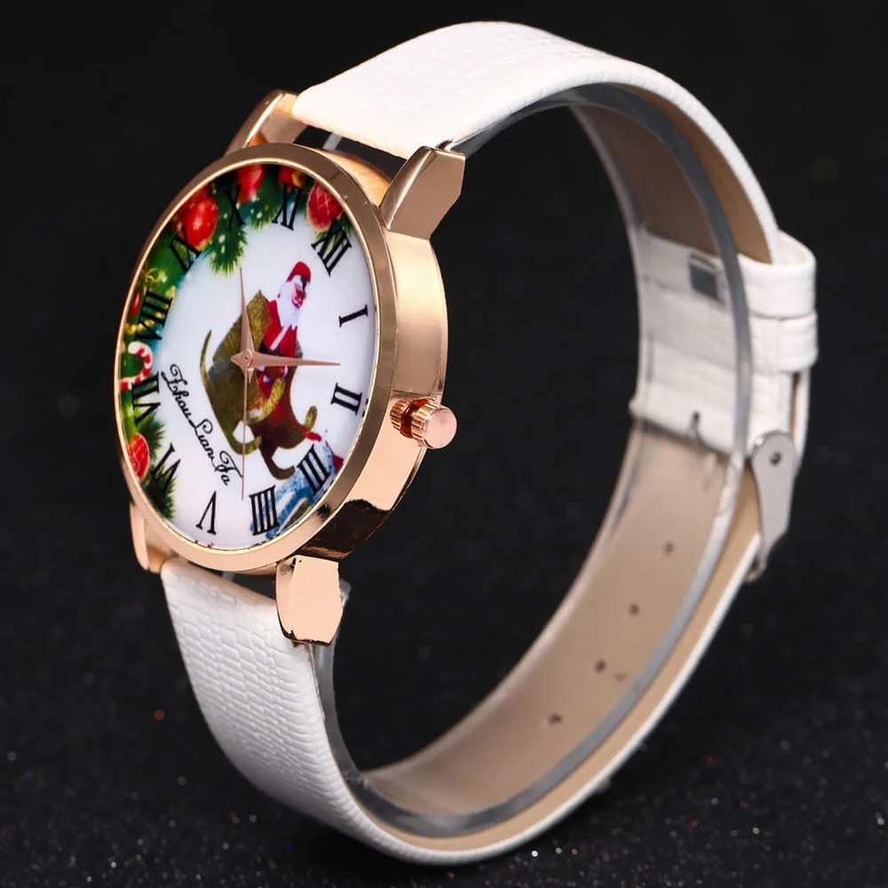 2018 модные женские туфли женские часы Санта Клаус печати аналоговые кварцевые часы женский кожаный ремешок платье часы reloj mujer и Ff