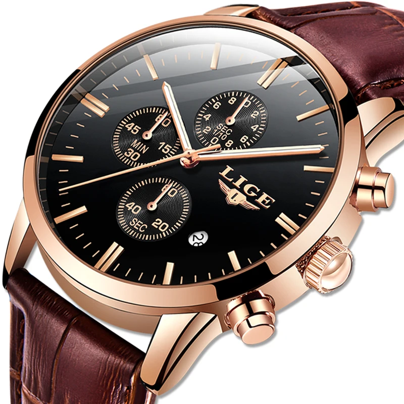 

LIGE 2019 New Watch Men Fashion Sport Quartz Clock Mens Watches Brand Luxury Leather Business Waterproof Watch Relogio Masculino