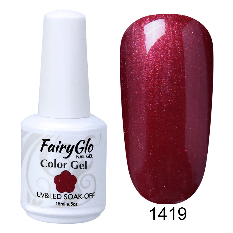 FairyGlo, 15 мл, гель для ногтей, чистый цвет, белая бутылка, замачивается, УФ-светодиодный, гибридный лак, Гель-лак, Гель-лак для ногтей, грунтовка, основа - Цвет: 1419