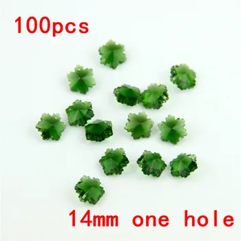 

New Arrival ! 100pcs/lot One Hole Dark Green 14mm Crystal Chandelier Hanging Beads Glass Snowflake Prism Octagon Beads