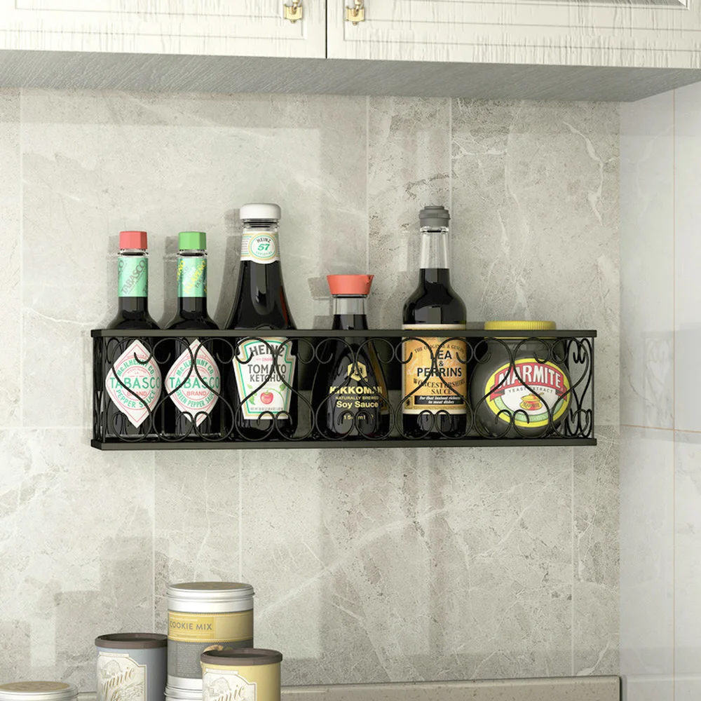  1pack Kitchen shelf free punching wall-mounted storage rack condiment seasoning shelf Spice Rack wx - 32918885113