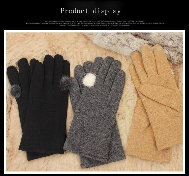 SUOGRY Wool Gloves Mittens for Women Smartphone use Winter Warm Knitted Fashion Gloves Black Pink Gray Khaki Ladies Brand Gloves