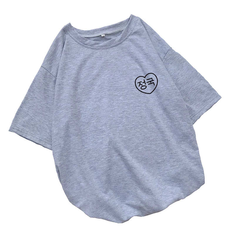 Fashion Harajuku Tshirt Women Korena Letter Heart Print Short Sleeve Tops Casual Loose Streetwear Tee Shirt Femme Camiseta Mujer (4)
