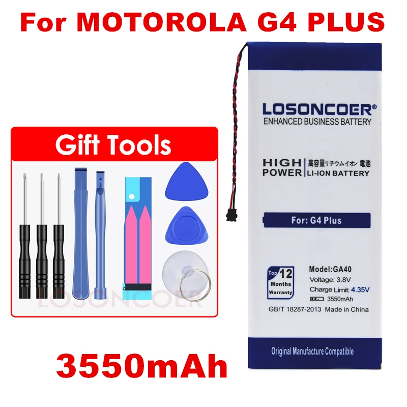 

LOSONCOER 3550mAh GA40 Replacement Li-Polymer Battery for Motorola Moto G4 Plus XT1625 XT1622 XT1644 XT1643 Battery Free tools