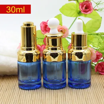 

Free Shipping 30ML Blue Glass Drop Bottle, Gold Shoulder White Bulb / Silver Pump Oil Bottle Glass Bottle Serum Container