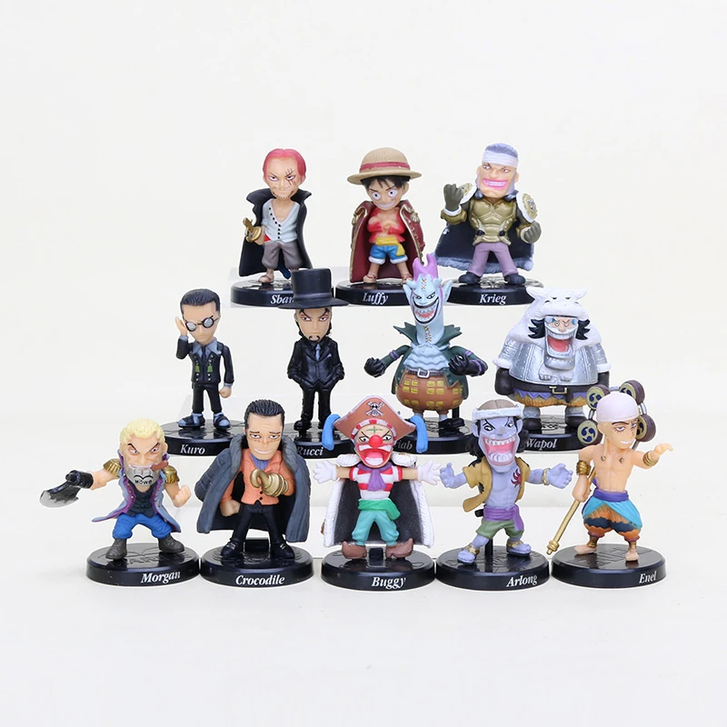 ワンピースアクションフィギュア 12ピース セットq ルフィ タンク バギー Enel Mlocks Rucci Pvcモデル 人形 5cm One Piece Figure Toyone Piece Figure Aliexpress