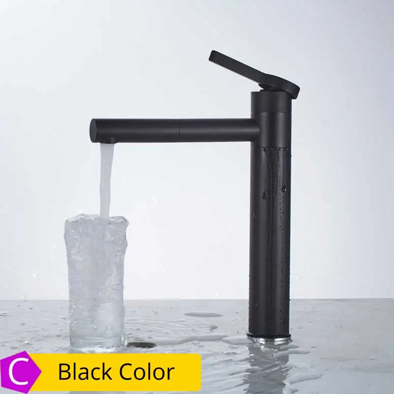 High White Painting Basin Taps Bathrooms Crane Torneira with Aerator 360 Free Rotation Single Lever Hot Cold Water Tap - Цвет: Black