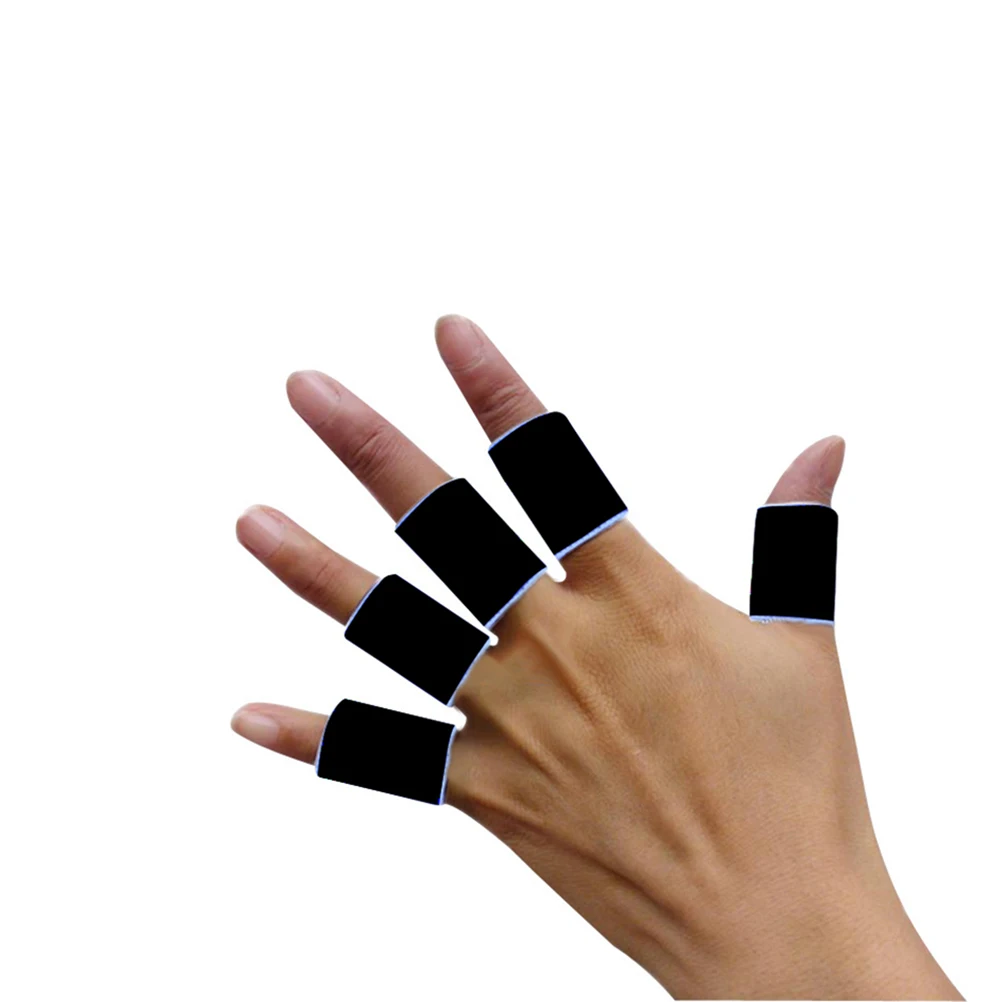 

10pcs Professional Basketball Volleyball Soft Fingerstalls Finger Protective Covers Sprain Finger Guards (Black)